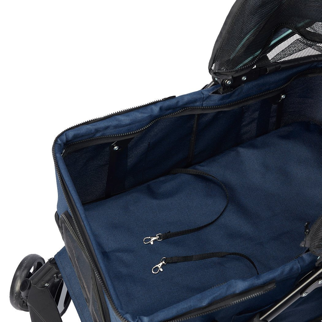 Large Travel Foldable Pushchair Pet Stroller 3 in 1 - Blue-3