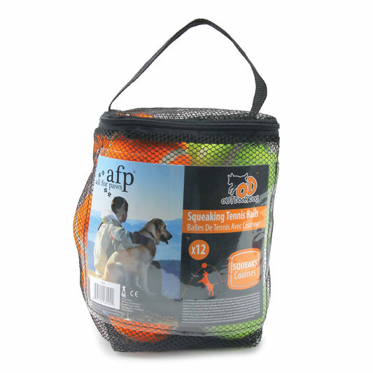 12 Pack Dog Squeaking Tennis Balls - 6.5cm Squeaky Sound Fetch Play Toy-0