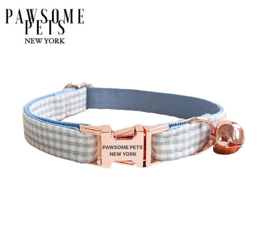 SMALL SIZE DOG & CAT COLLAR - BLUE GREY STRIPE-0