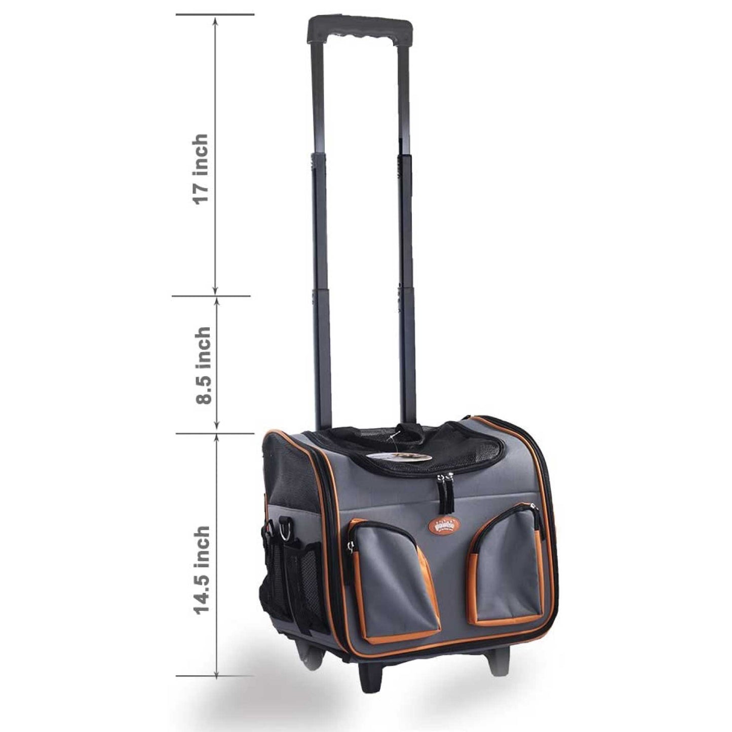 Pet Trolley Dog Cat Puppy Travel Wheeled Cart Portable Foldable Carrier Orange-1